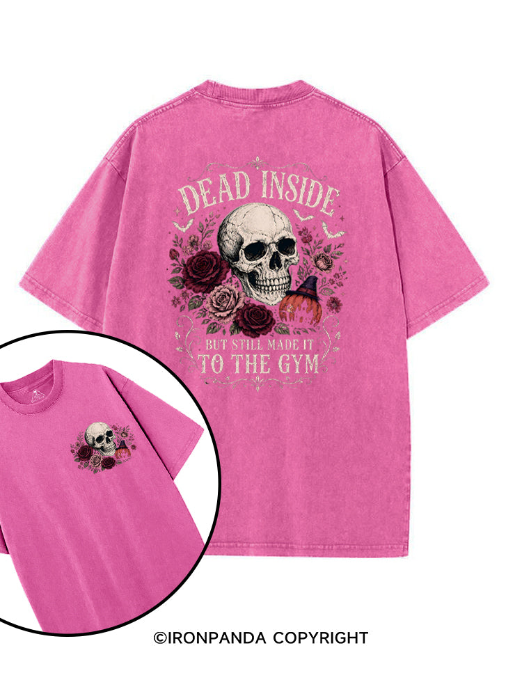 Dead Inside But Still Made It to the Gym Halloween Skeleton printed Gym Shirt