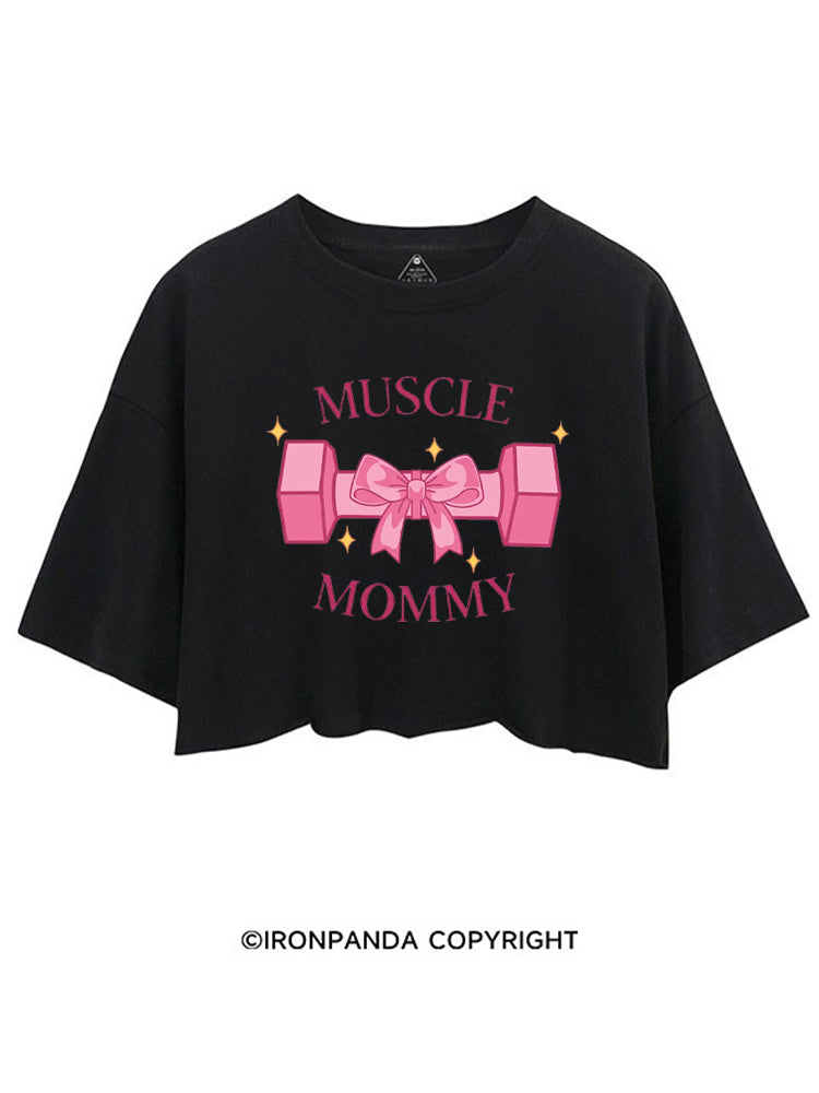 MUSCLE MOM GYM PINK VIBES CROP TOPS