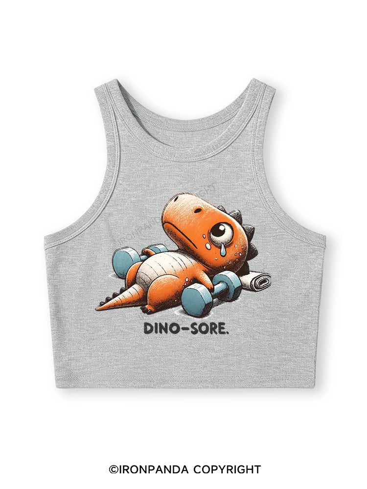 DINO-SORE AFTER WORKOUT Fitted Crop Tank Top