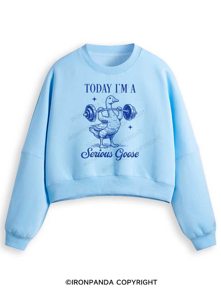 TODAY I'M A Serious Goose Fleece Crop Sweatshirt