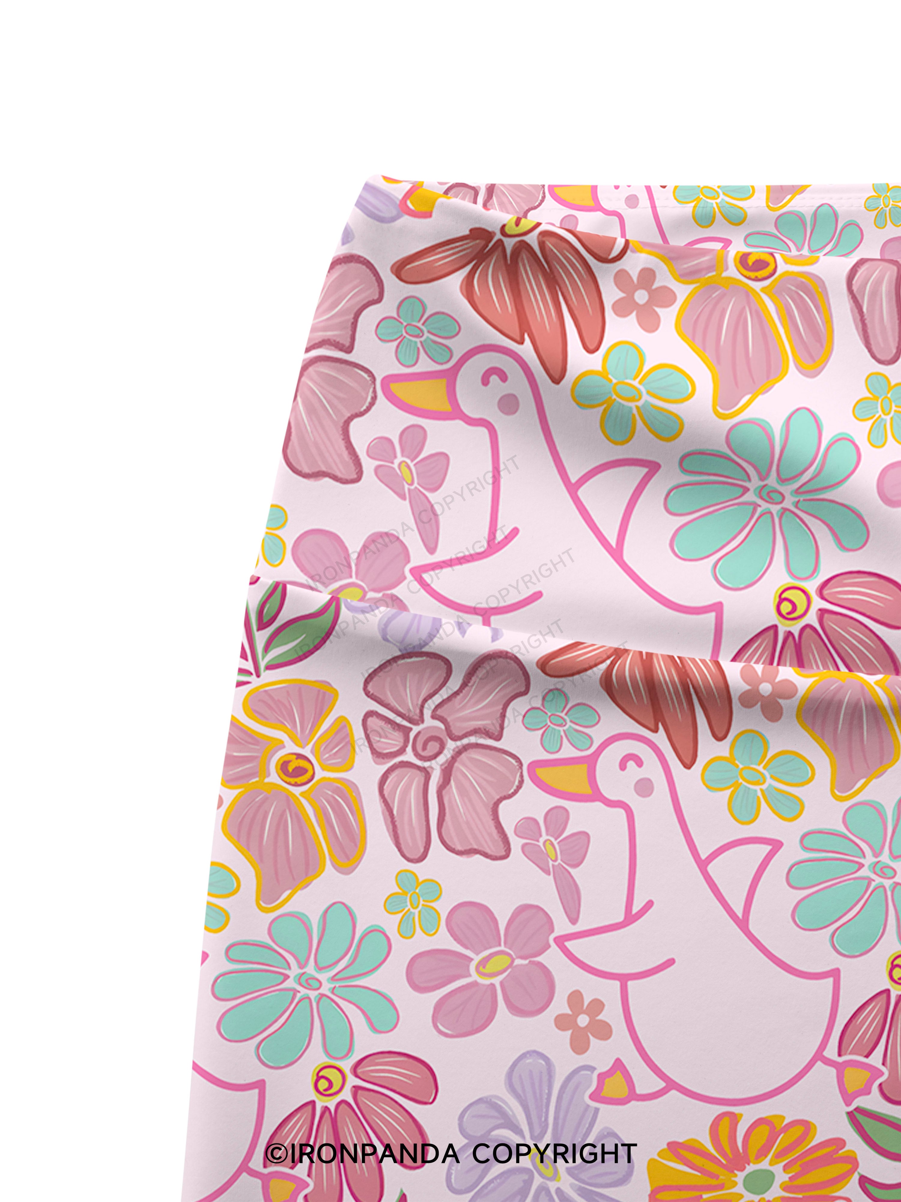 loral Happy Duck Printed Yoga Cycling Shorts