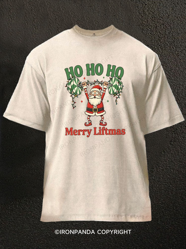 HO HO HO Merry Liftmas Washed Gym Shirt