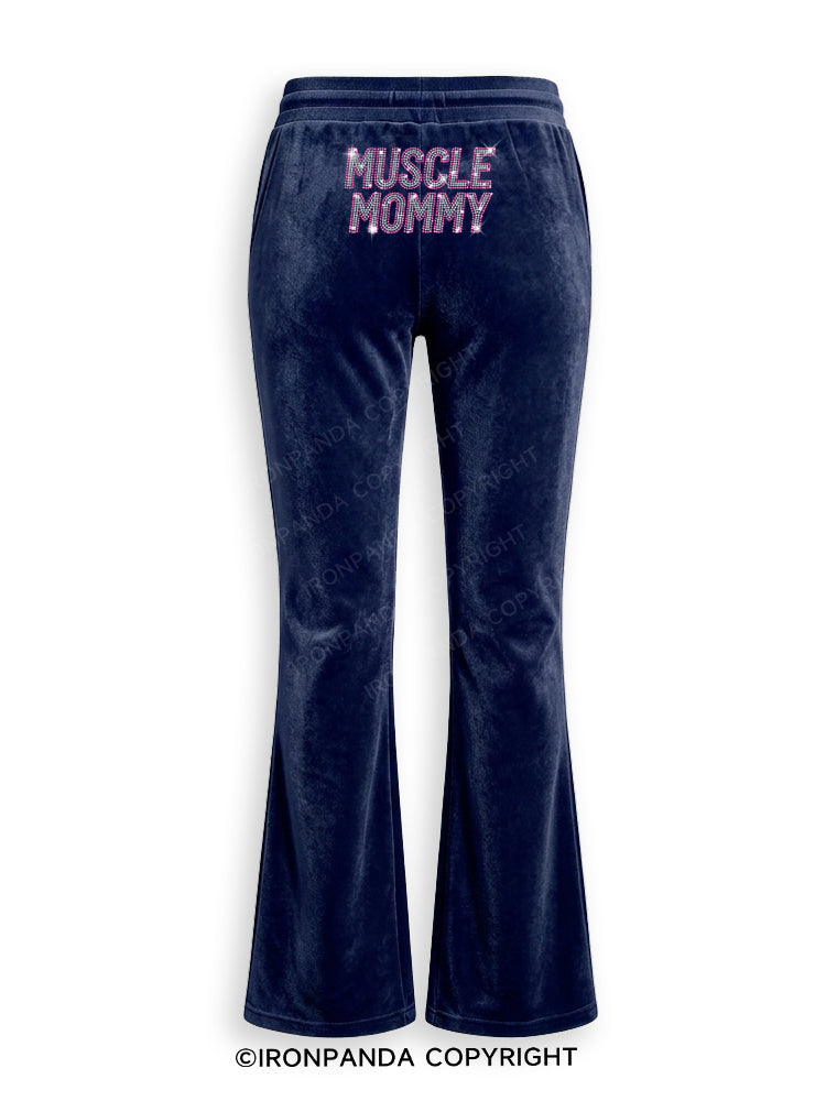 MUSCLE MOM Rhinestone Velvet Tracksuit Set