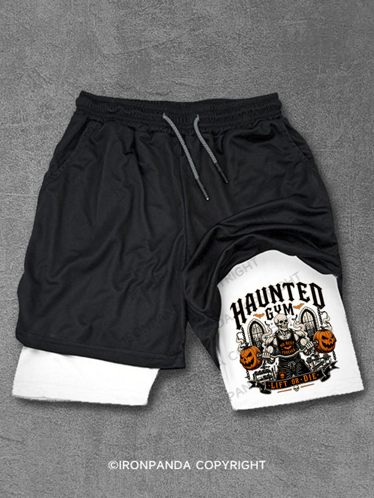 Haunted Gym Halloween Workout Skeleton Pumpkins Performance Training Shorts