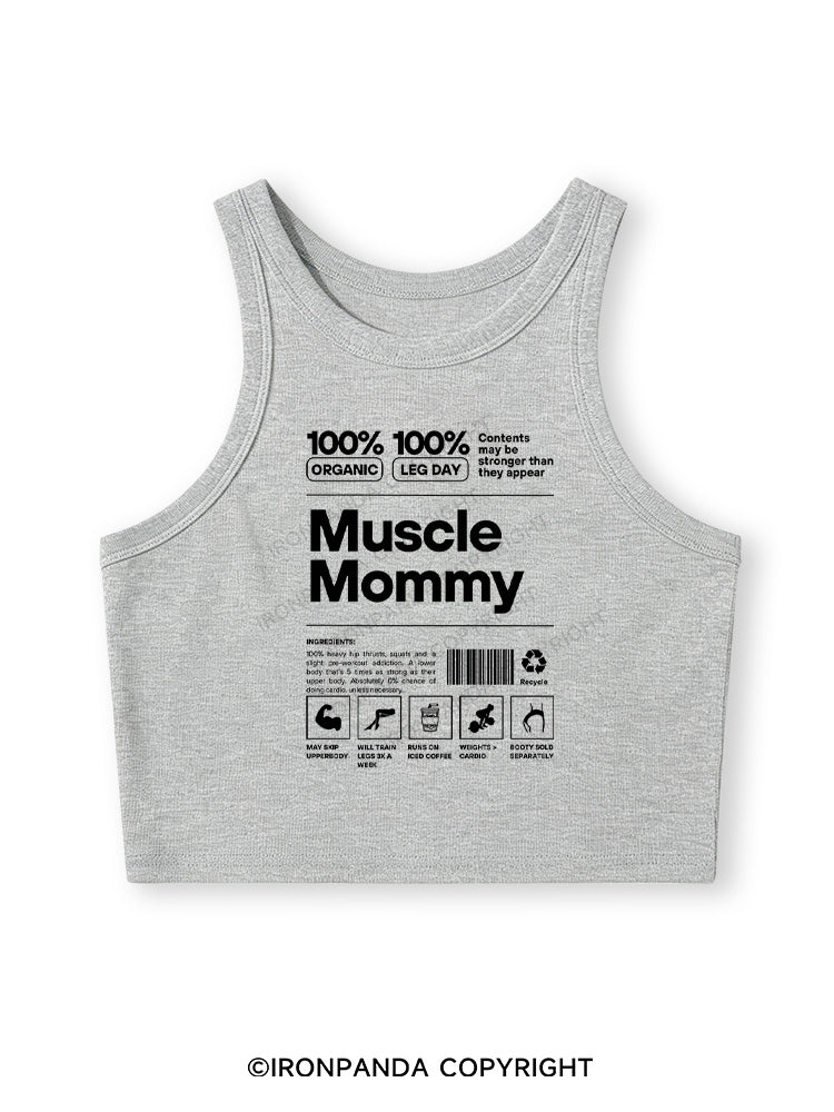 Muscle Mom Letters Fitted Crop Tank Top