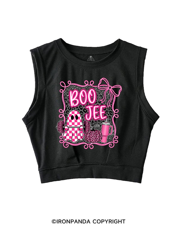 BOO JEE FUNNY GYM GHOST SLEEVELESS CROP TOPS