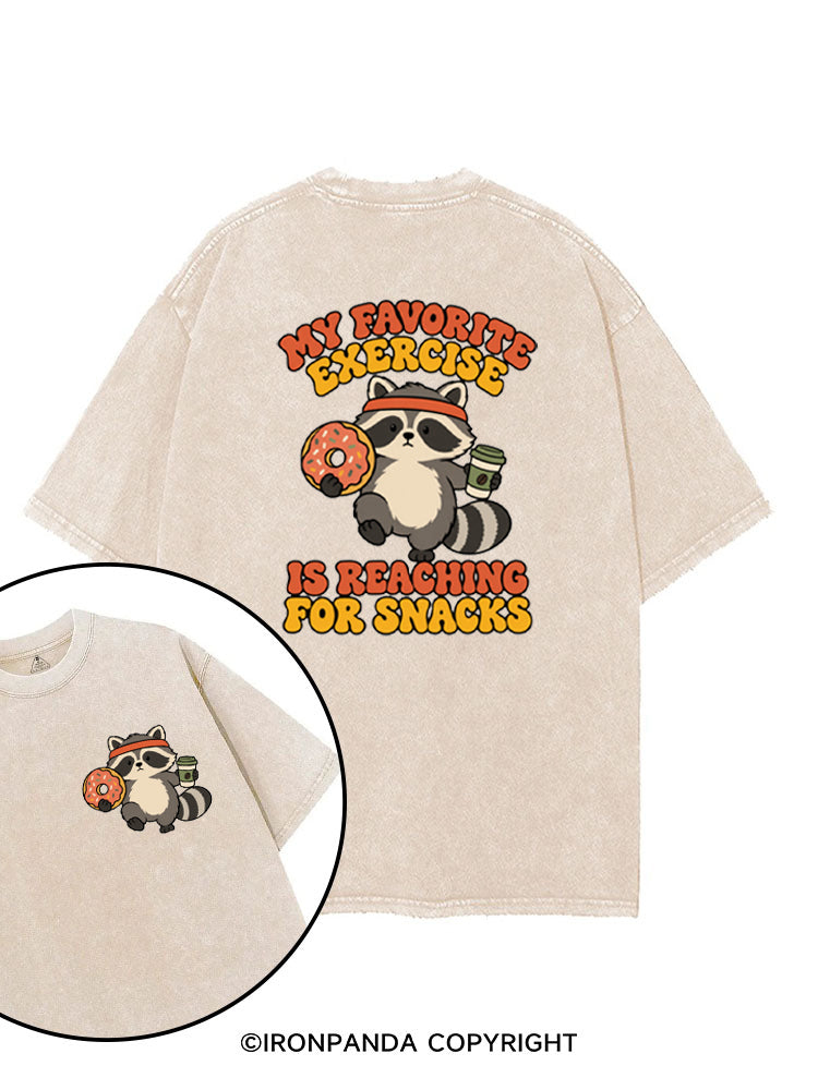 My Favorite Exercise Is Reaching for Snacks Funny Raccoon printed Gym Shirt