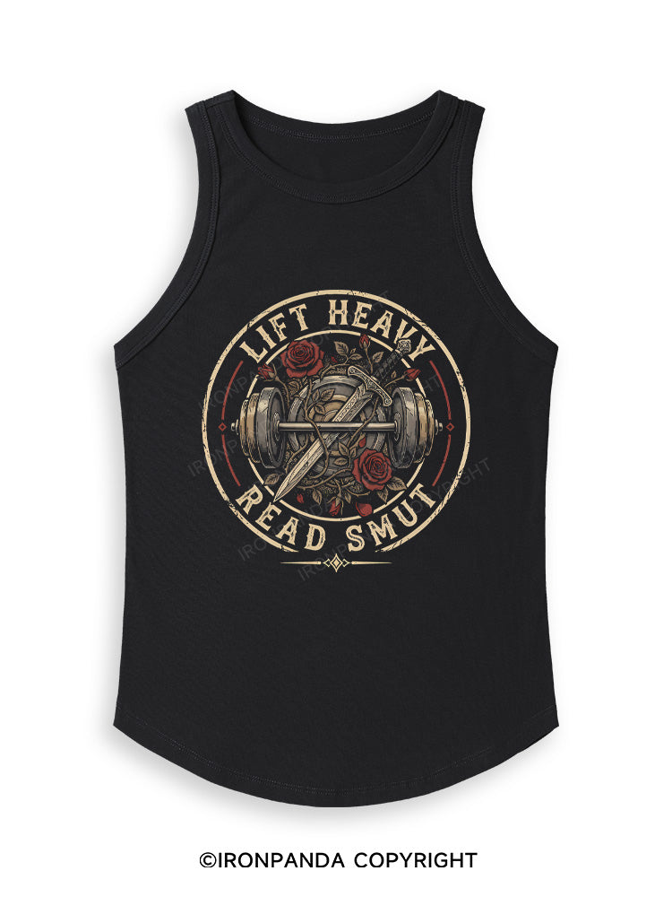 LIFT HEAVY READ SMUT BOOK GYM LOVER Fitted Tank Top