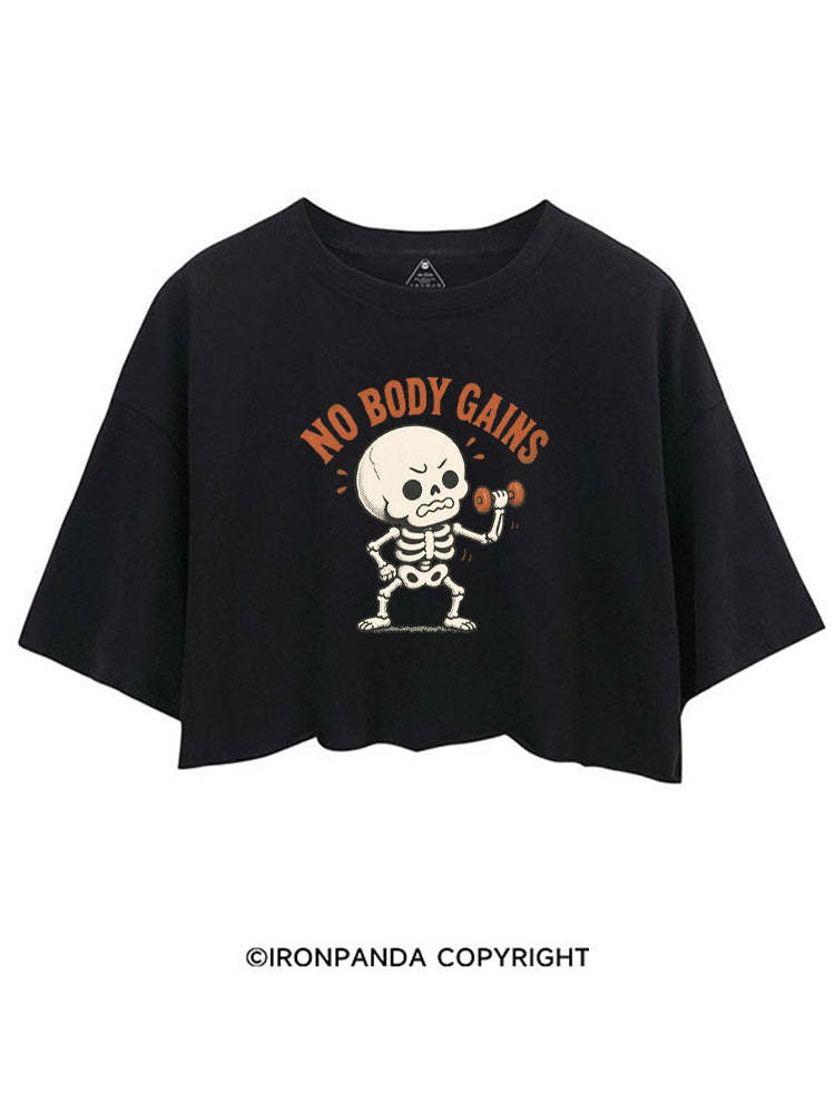 NO BODY GAINS SKELETON CROP TOPS