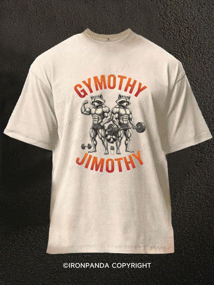 Gymothy Jimothy Muscular Raccoons Washed Gym Shirt