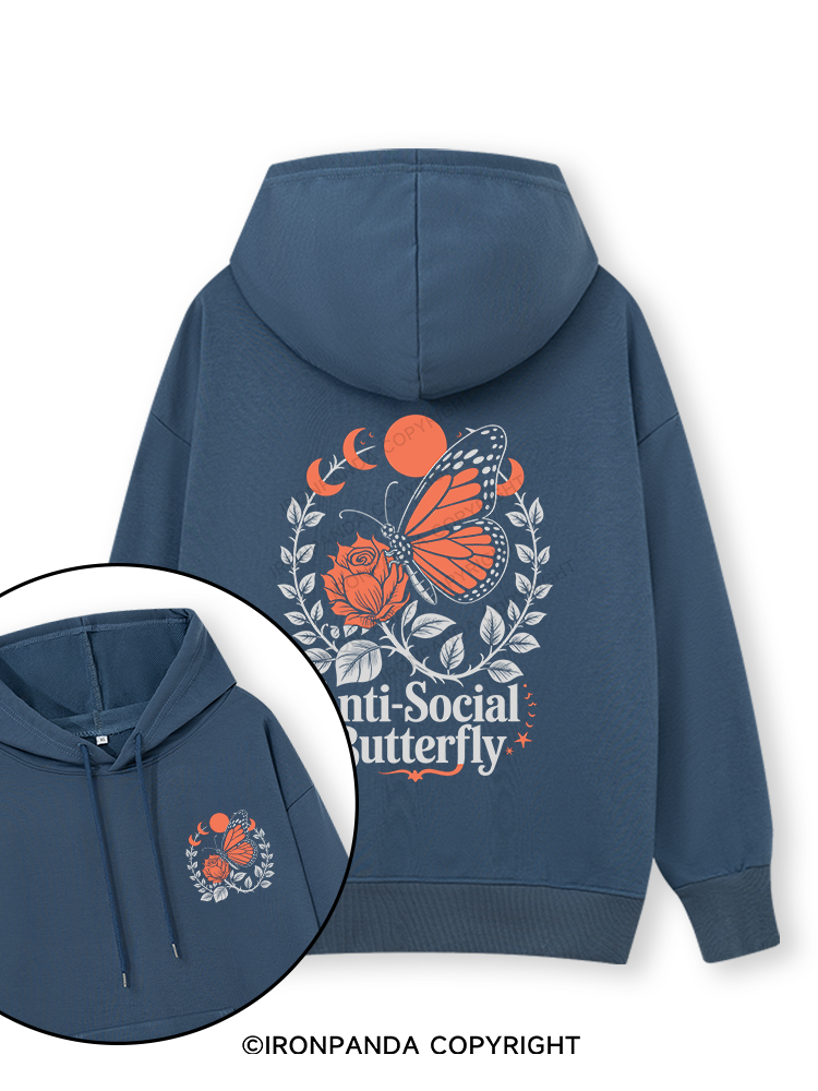 ANTI-SOCIAL BUTTERFLY Double-Sided Printed Classic Gym Hoodie