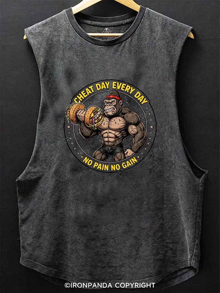 Cheat Day Every Day Gorilla Funny Scoop Bottom Cotton Tank