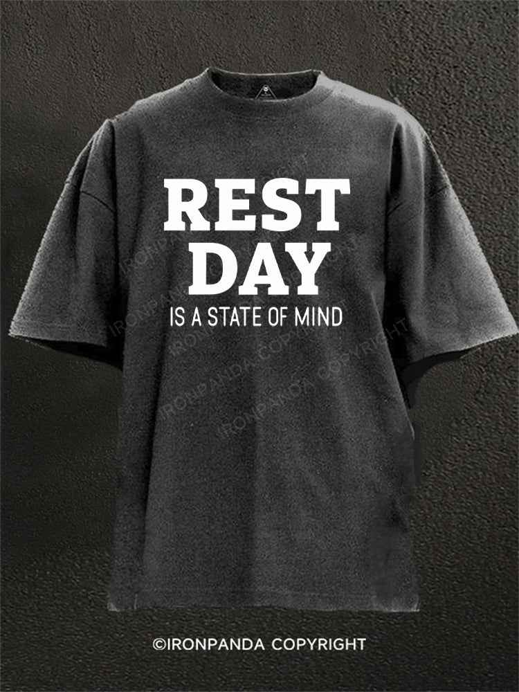 Rest Day Is A State Of Mind Washed Gym Shirt
