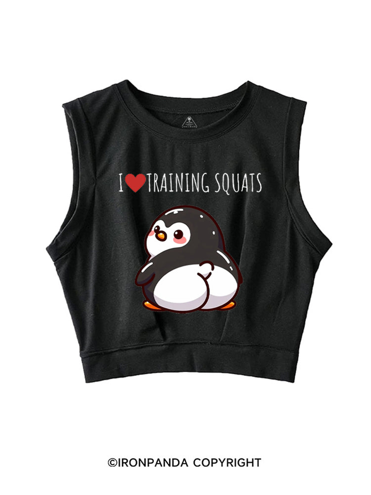 I ❤ TRAINING SQUATS PENGUIN SLEEVELESS CROP TOPS