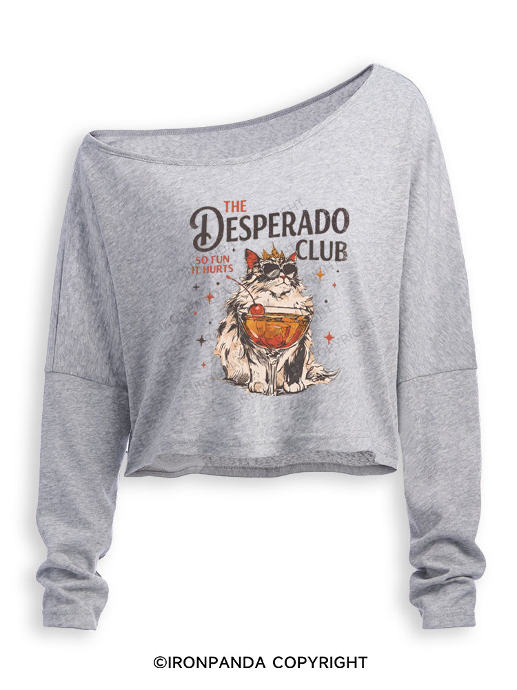 THE DESPERADO CLUB SO FUN IT HURTS Off Shoulder Long Sleeve Crop Top