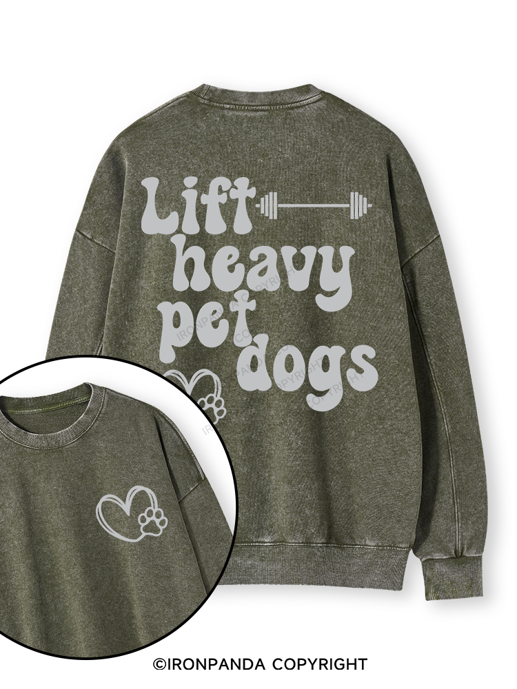 Lift Heavy Pet Dogs Letter Double-Sided Printed Washed Sweatshirt
