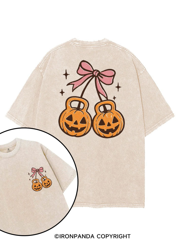 CHERRY PUMPKIN KETTLEBELL HALLOWEEN printed Gym Shirt