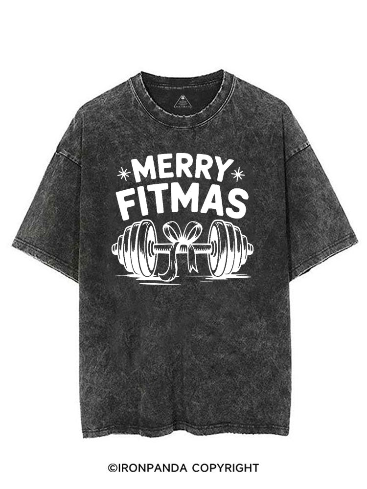 MERRY FITMAS CHRISTMAS STYLE VINTAGE GYM SHIRT