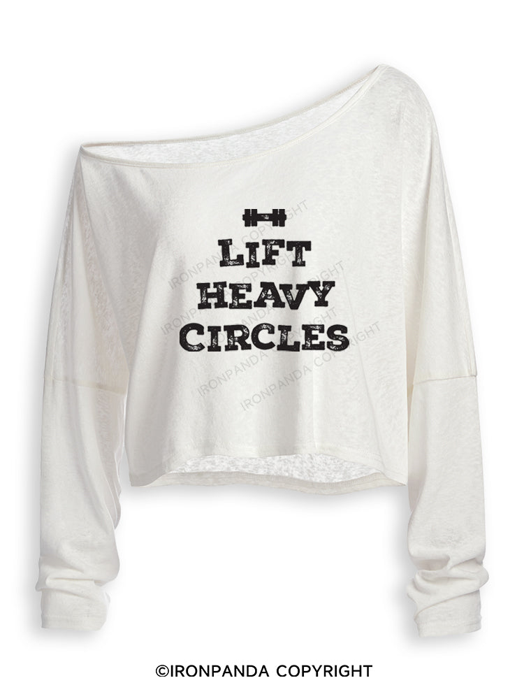 LIFT HEAVY CIRCLES Off Shoulder Long Sleeve Crop Top