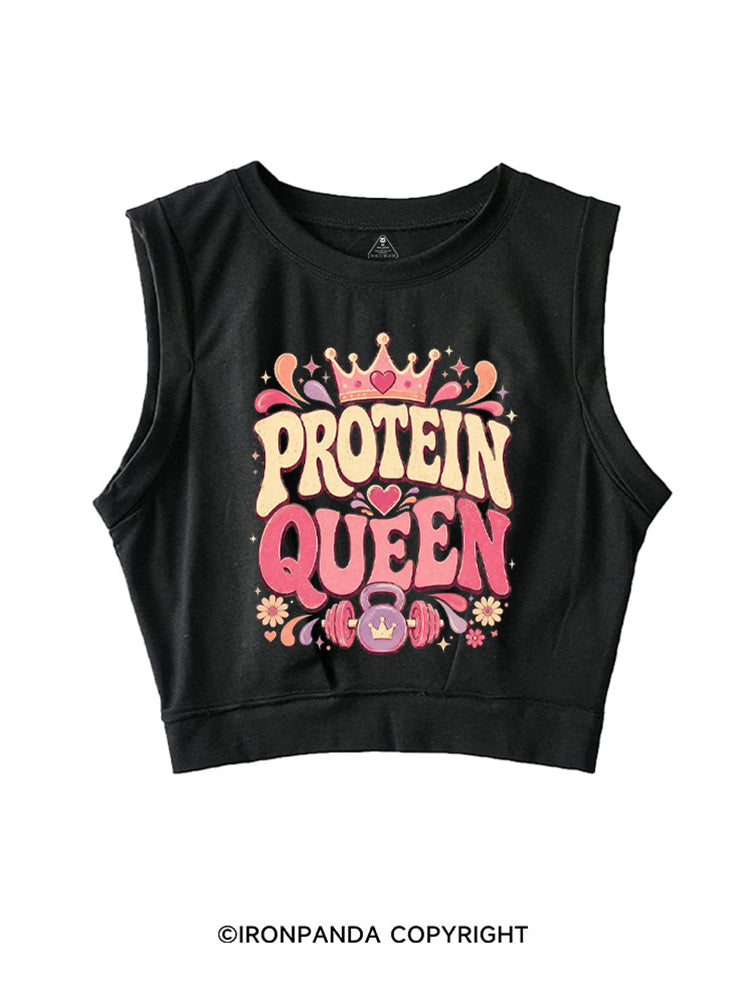 PROTEIN QUEEN FUNNY WORKOUT SLEEVELESS CROP TOPS