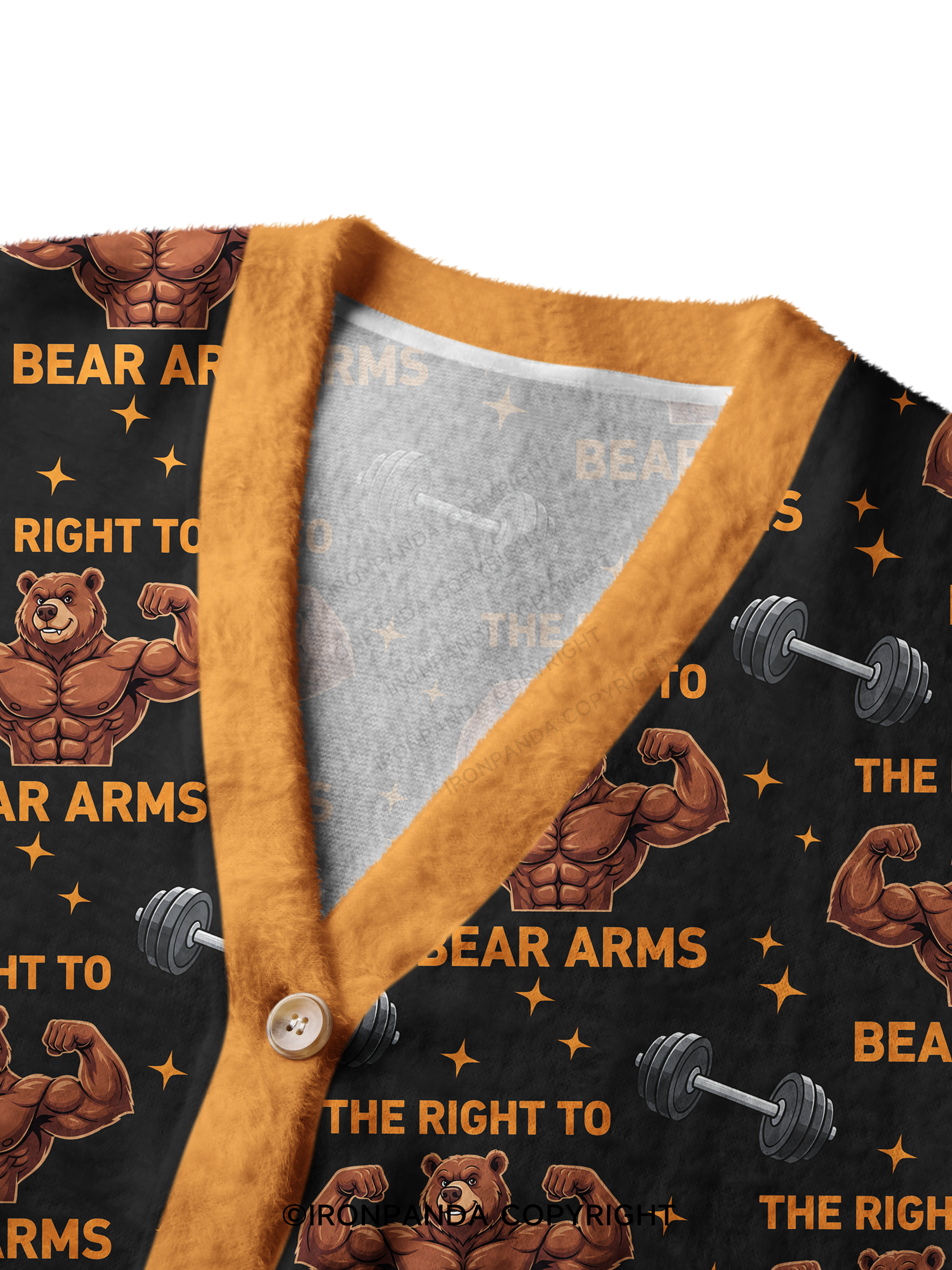 The Right to Bear Arms Muscular Bear Ugly Cardigan Sweater