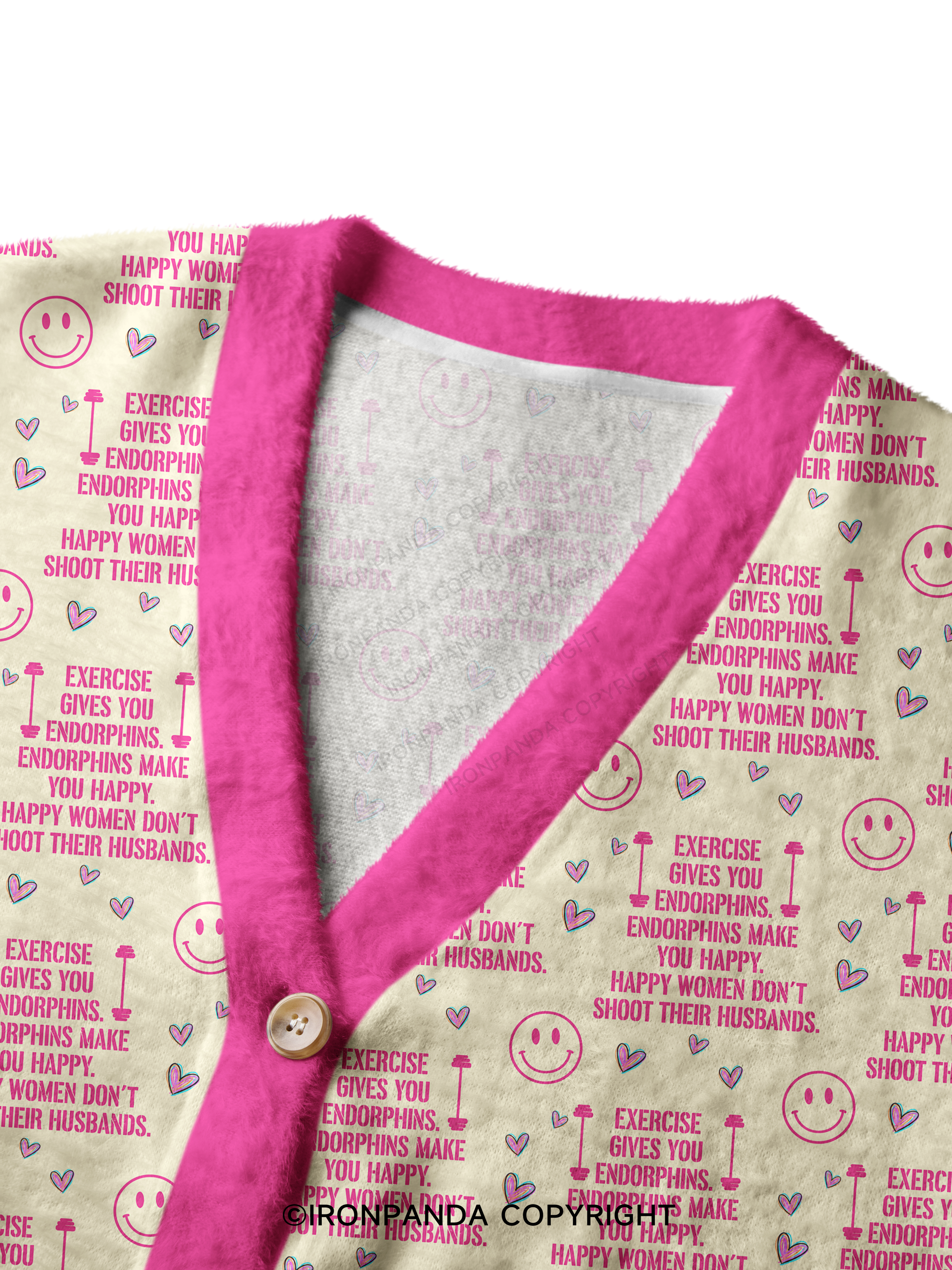 EXERCISE GIVES YOU ENDORPHINS PINK Ugly Cardigan Sweater