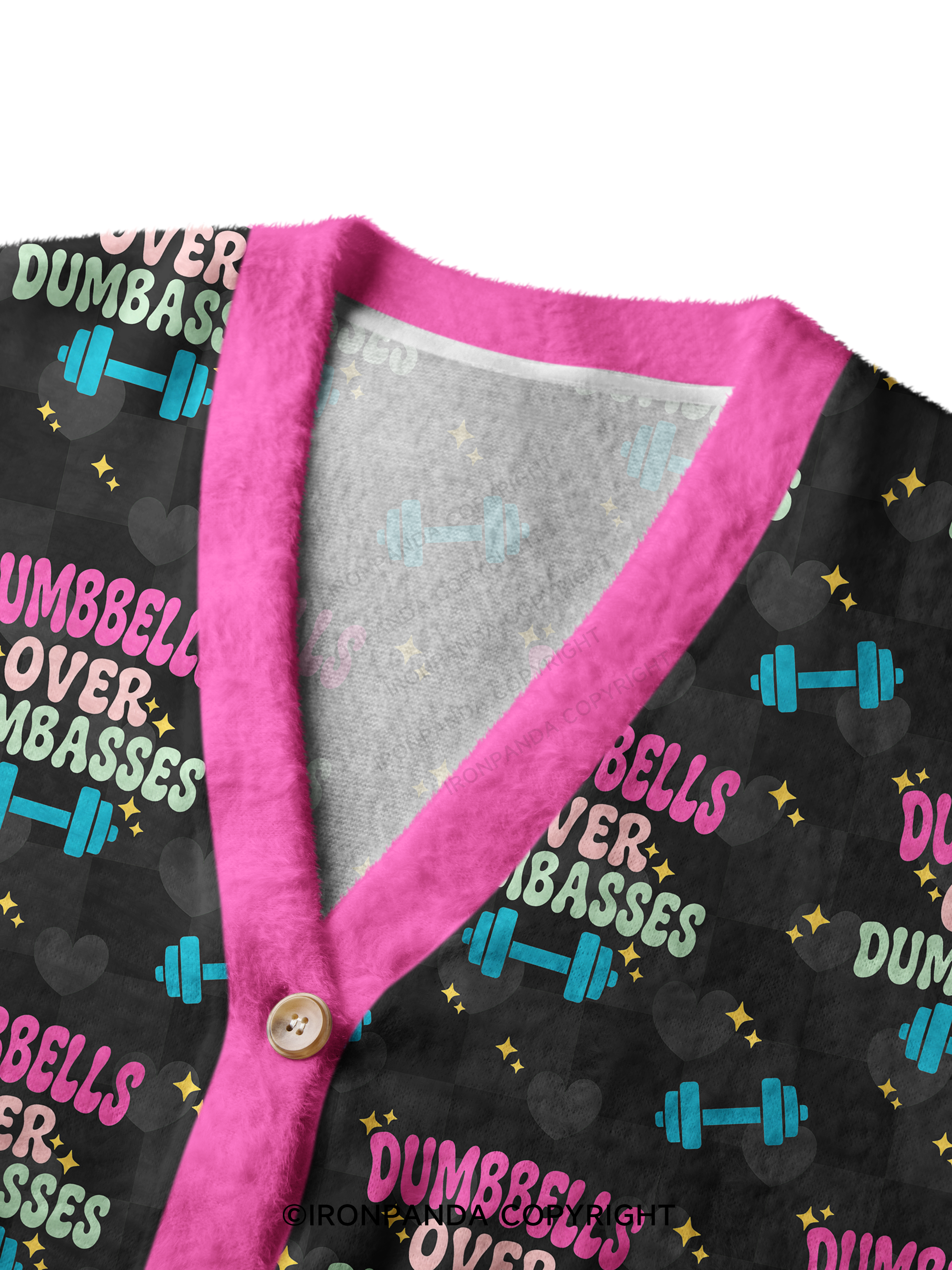 DUMBBELLS OVER DUMBASSES Ugly Cardigan Sweater