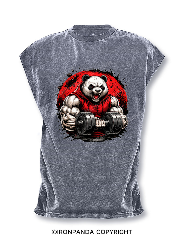 Buff Panda Lifting Weights Cut Off Tank