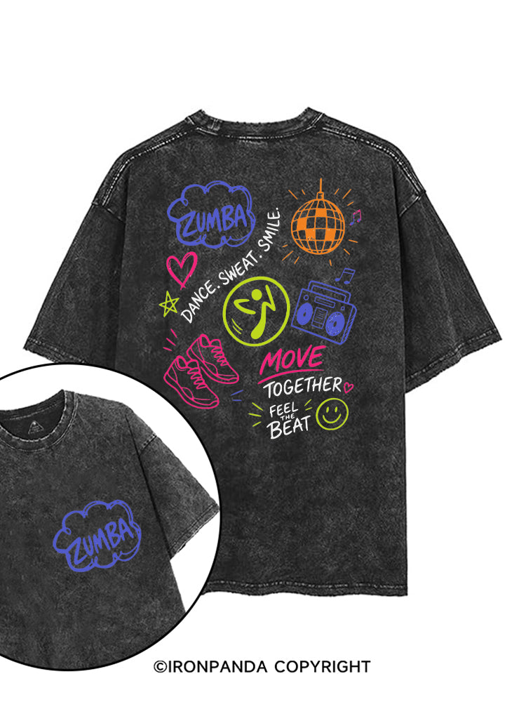 DANCE, SWEAT. SMILE. MOVE TOGETHER FEEL THE BEAT ZUMBA printed Gym Shirt