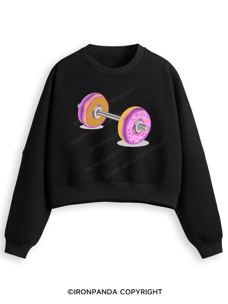 DONUT BARBELL Fleece Crop Sweatshirt