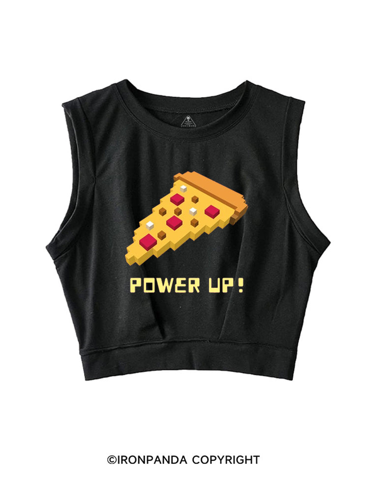 POWER UP! CHEAT DAY PIZZA SLEEVELESS CROP TOPS