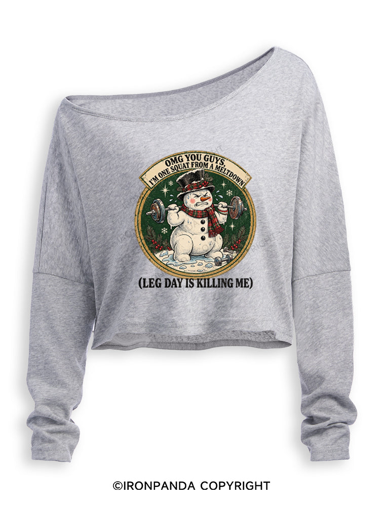 OMG YOU GUYS, I'M ONE SQUAT FROM A MELTDOWN (LEG DAY IS KILLING ME) Off Shoulder Long Sleeve Crop Top