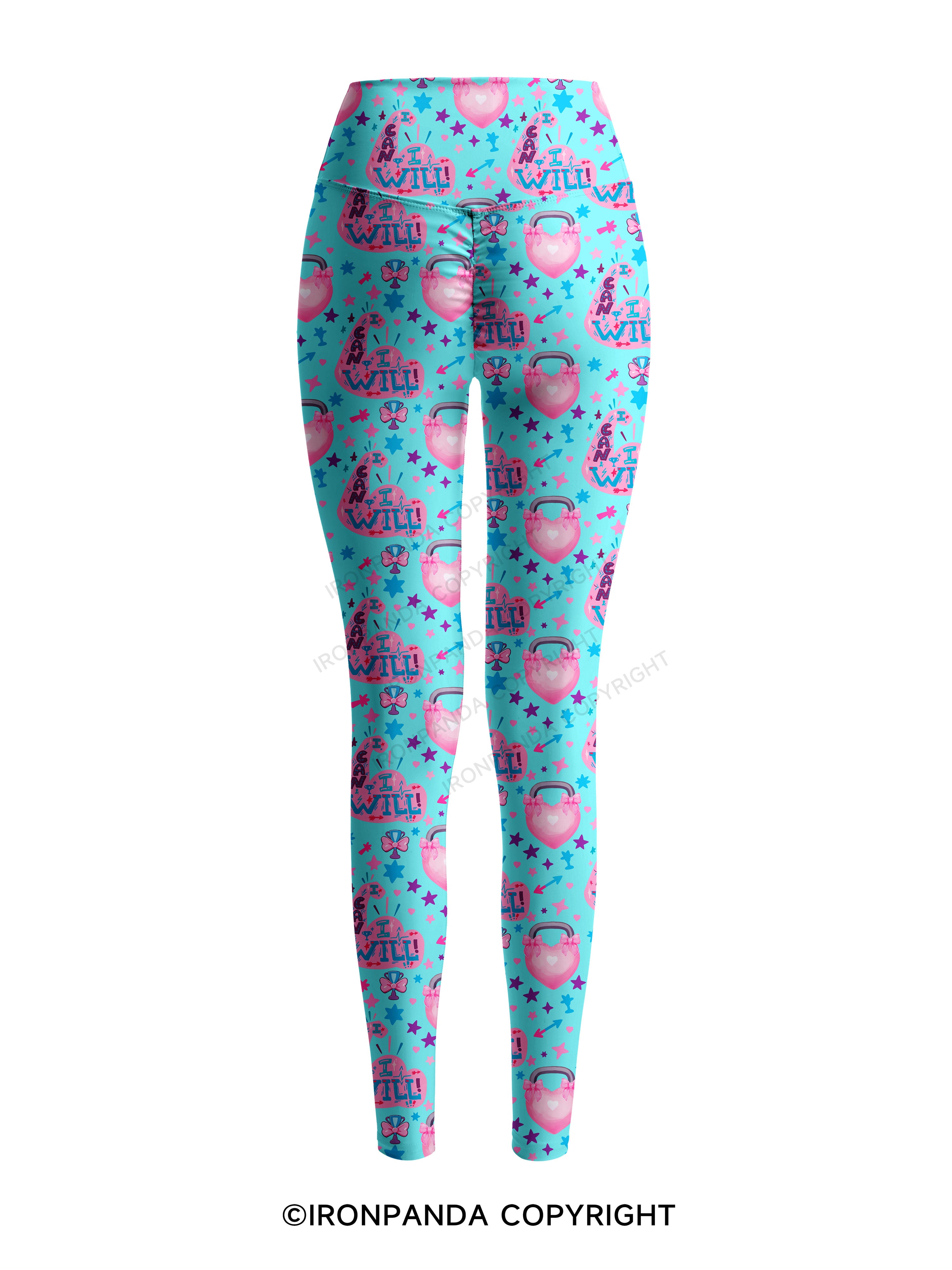 I CAN AND I WILL STRONG MUSCLE Printed Yoga Pants