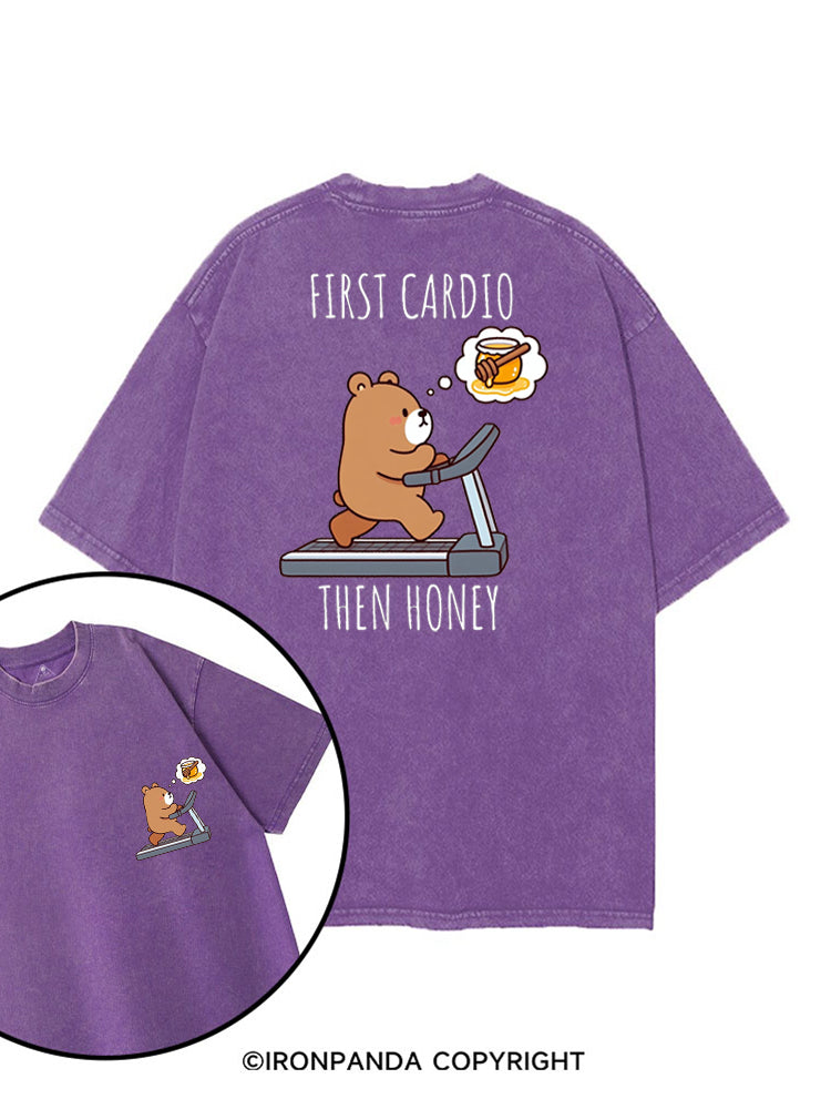 FIRST CARDIO THEN HONEY printed Gym Shirt