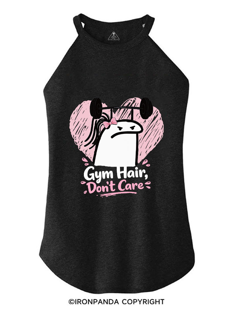 Gym Hair Don't Care Funny Gym ROCKER COTTON TANK