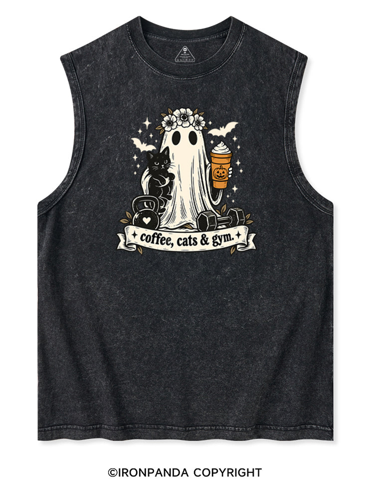 COFFEE, CATS & GYM HAPPY HALLOWEEN Washed Tank