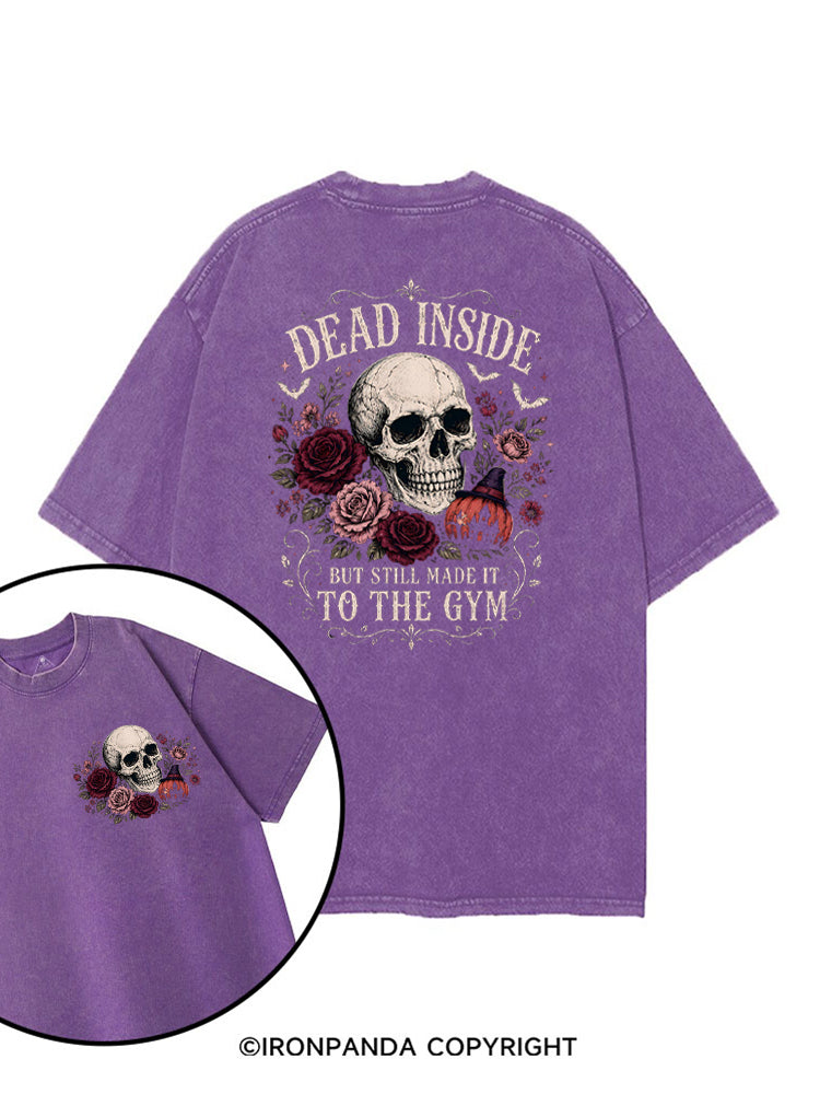 Dead Inside But Still Made It to the Gym Halloween Skeleton printed Gym Shirt