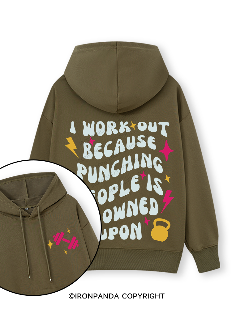 I Workout Because Punching People Is Frowned Upon Double-Sided Printed Classic Gym Hoodie