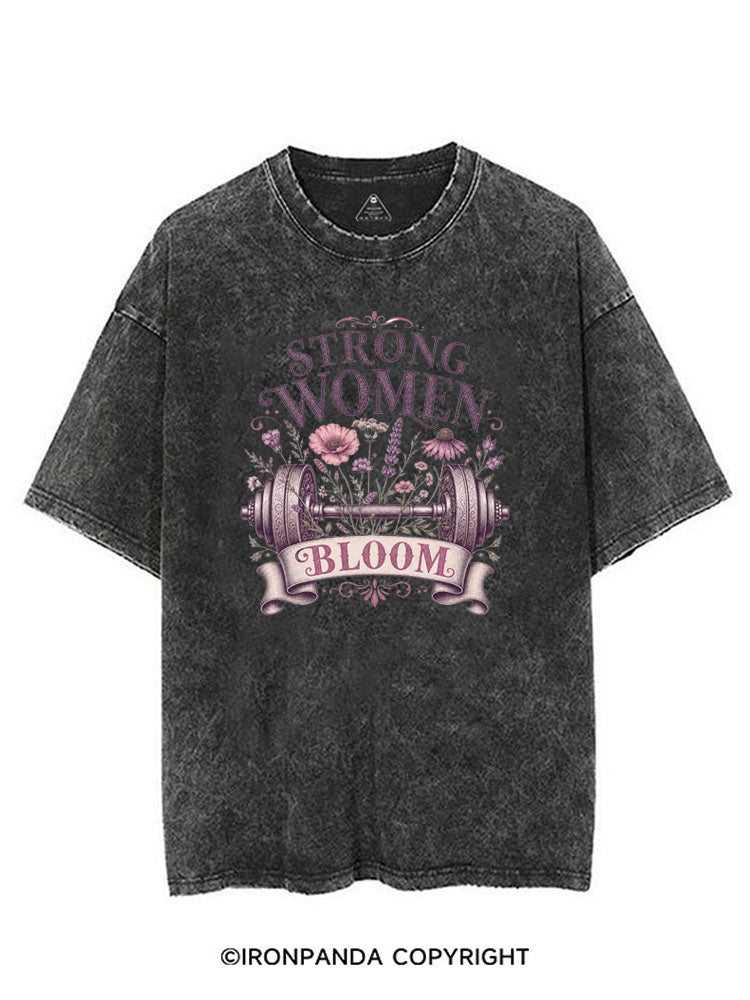STRONG WOMEN BLOOM VINTAGE GYM SHIRT