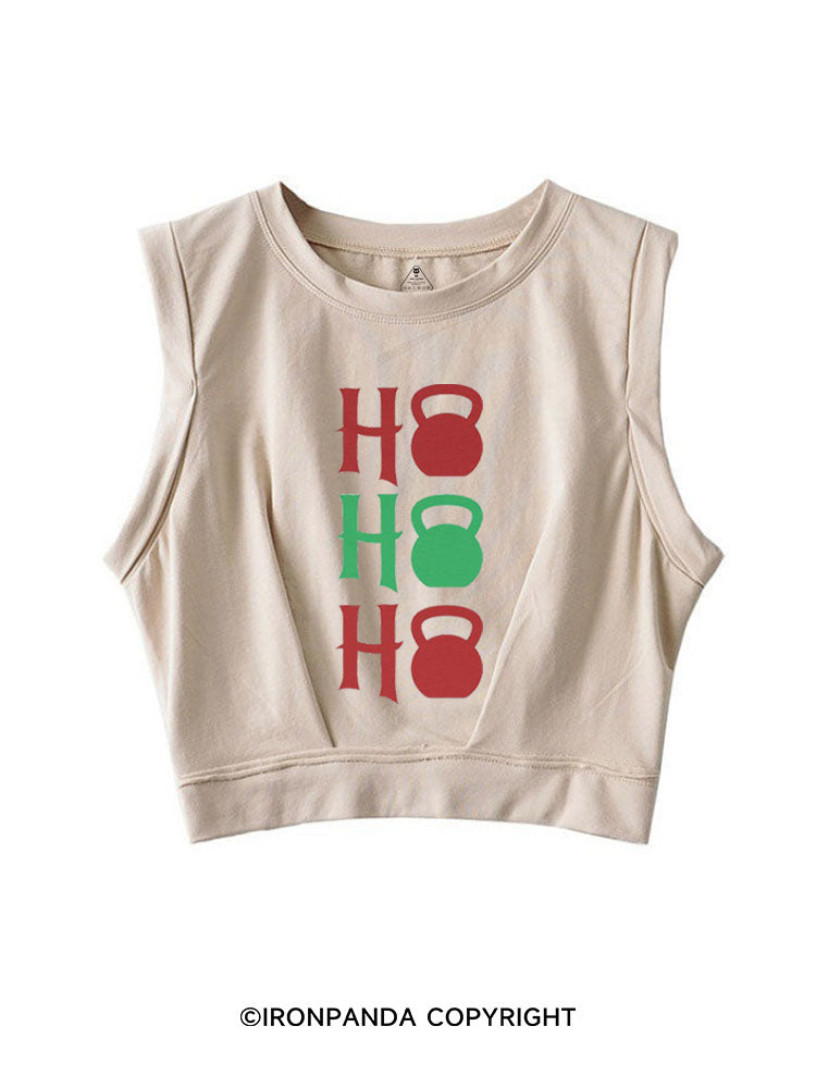 HO HO HO HOLIDAY FITNESS KETTLEBELL SLEEVELESS CROP TOPS