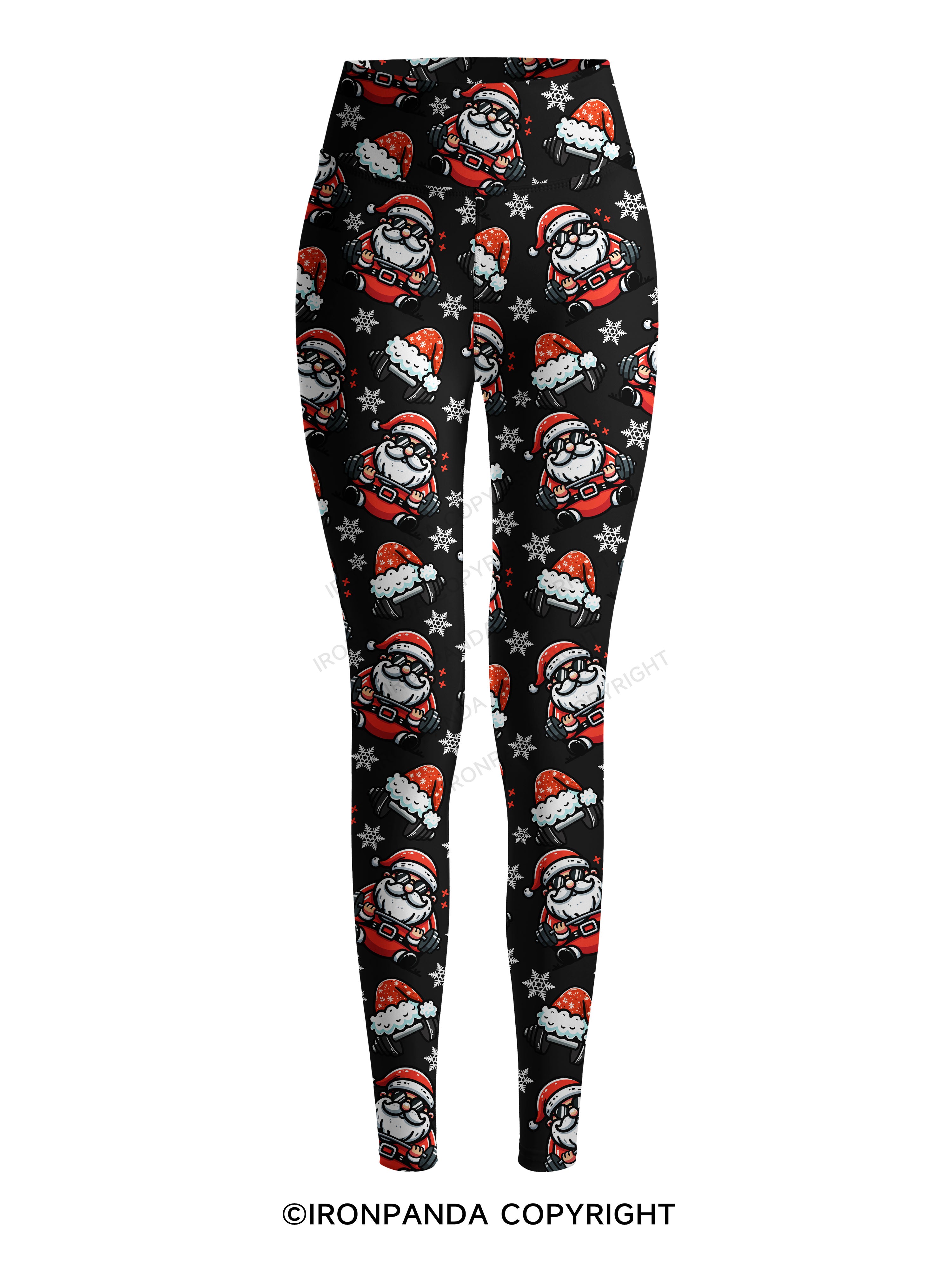 Lifting Santa Claus Printed Yoga Pants