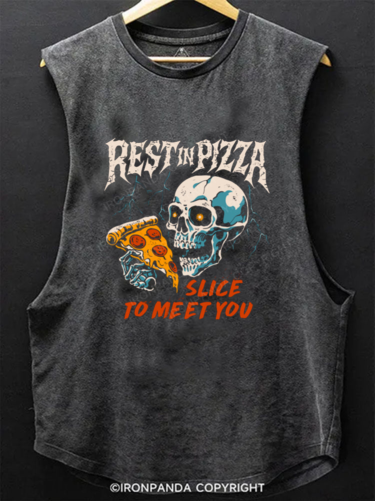 REST IN PIZZA SLICE TO MEET YOU Scoop Bottom Cotton Tank