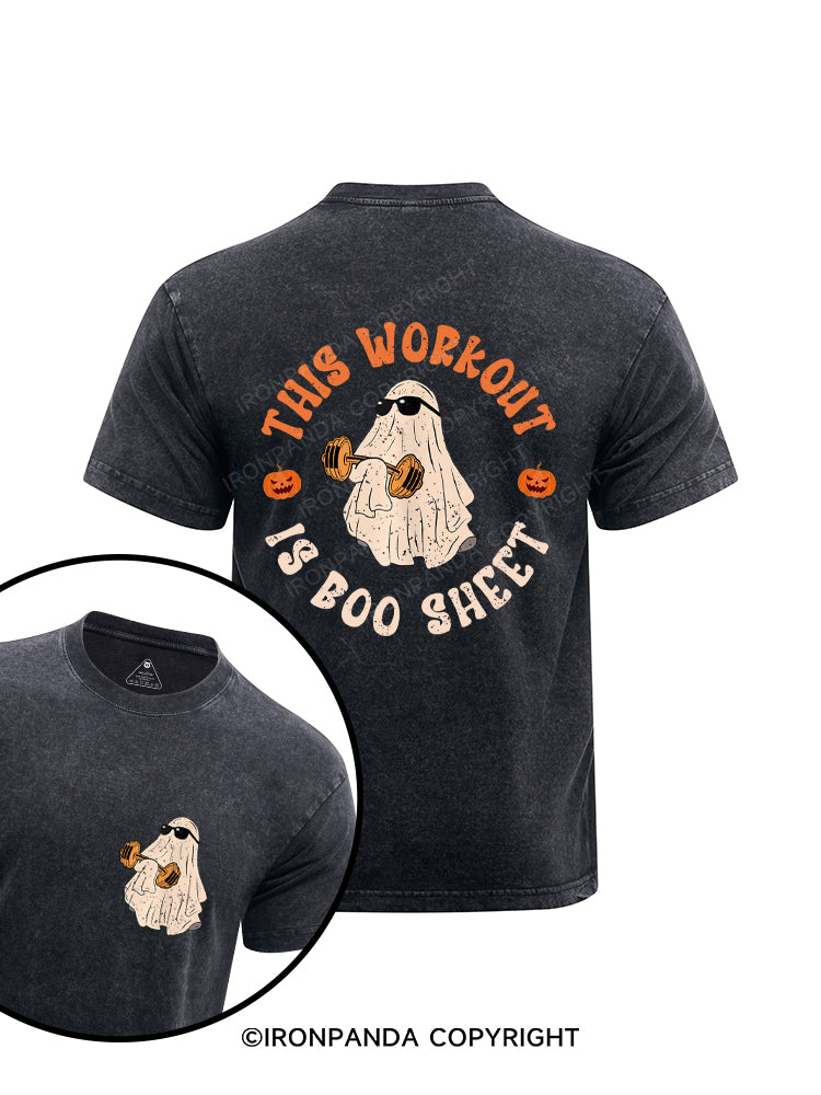 This Workout Is Boo Sheet Funny Ghost Printed Washed Gym Shirt