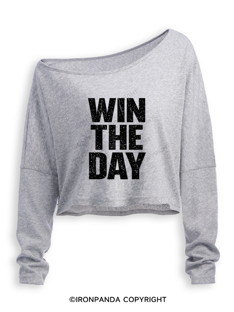 WIN THE DAY Off Shoulder Long Sleeve Crop Top