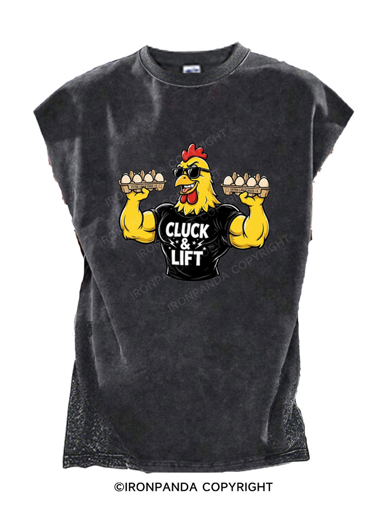 Cluck and Lift Muscle Chicken Cut Off Tank