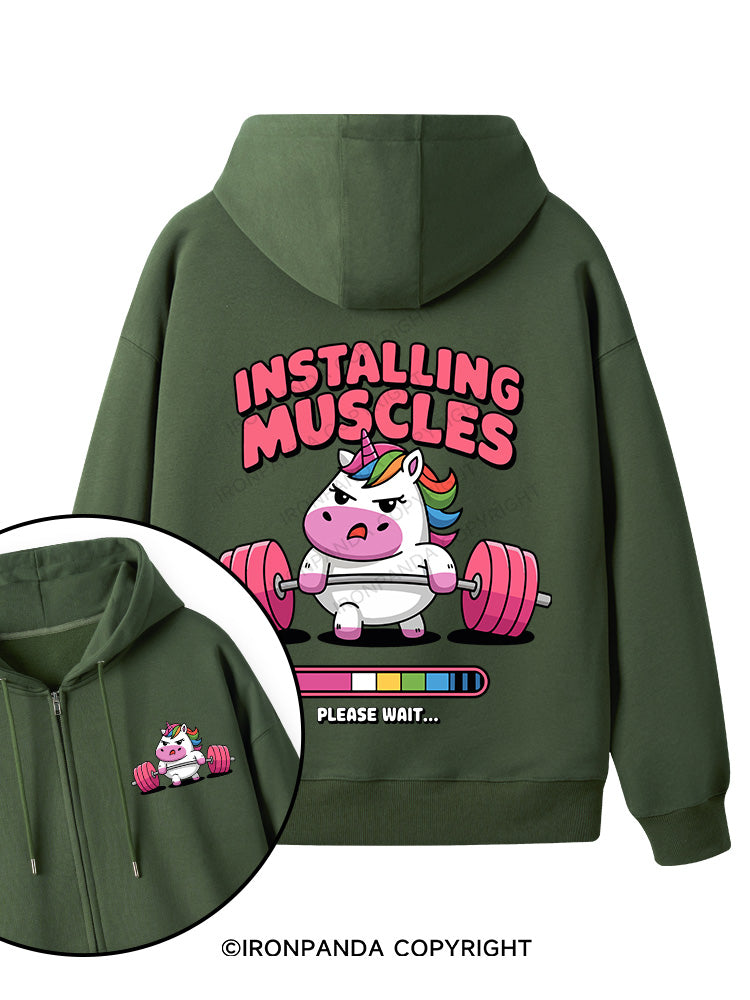 INSTALLING MUSCLES Double-Sided Printed Fleece Zip Up Hoodie
