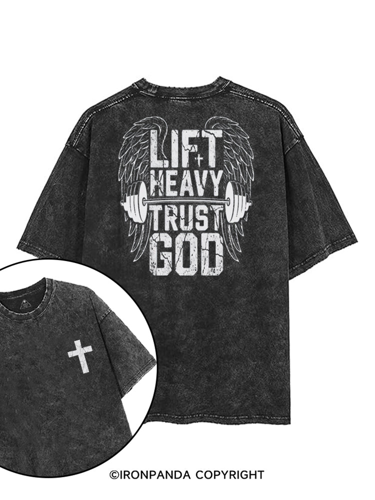 LIFT HEAVY TRUST GOD printed Gym Shirt