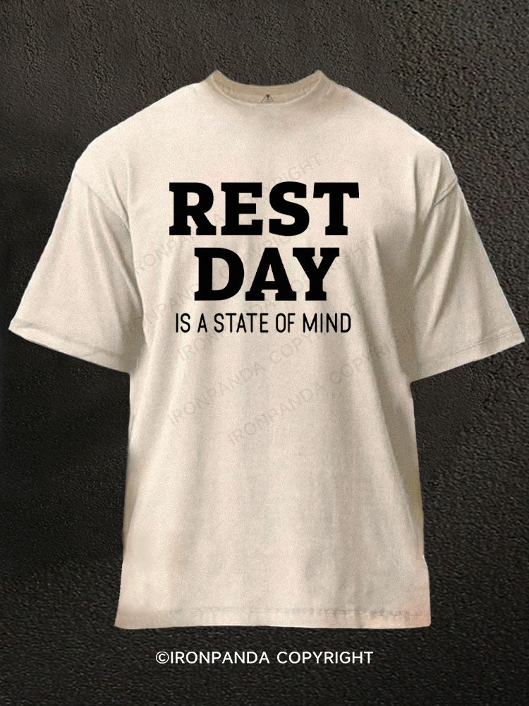 Rest Day Is A State Of Mind Washed Gym Shirt