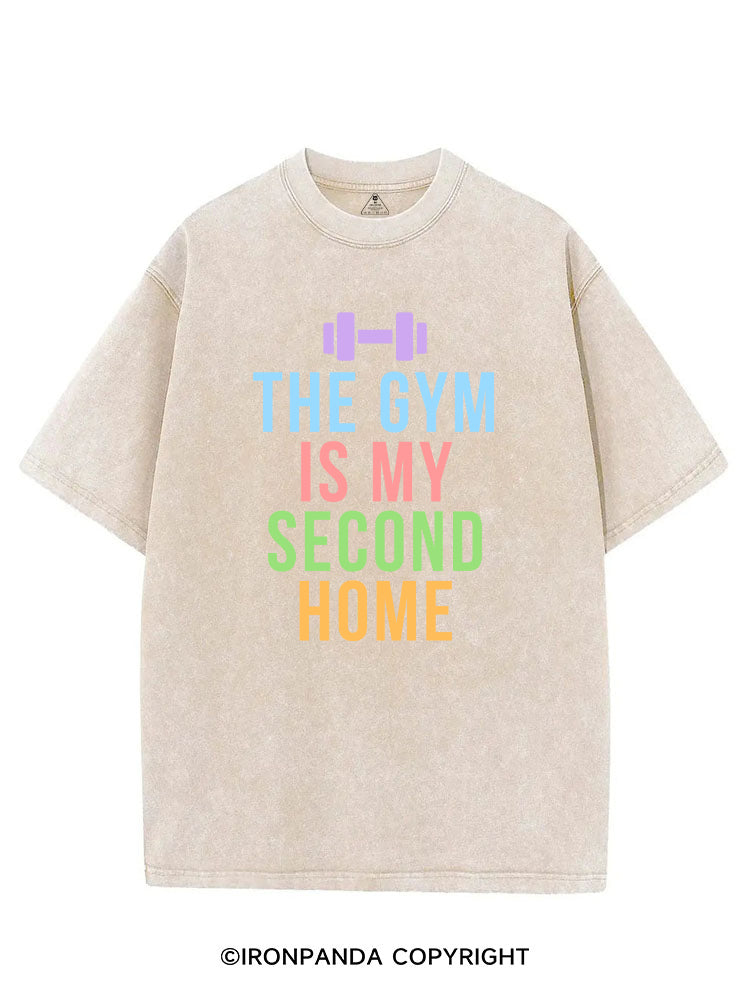 THE GYM IS MY SECOND HOME WORKOUT VINTAGE GYM SHIRT