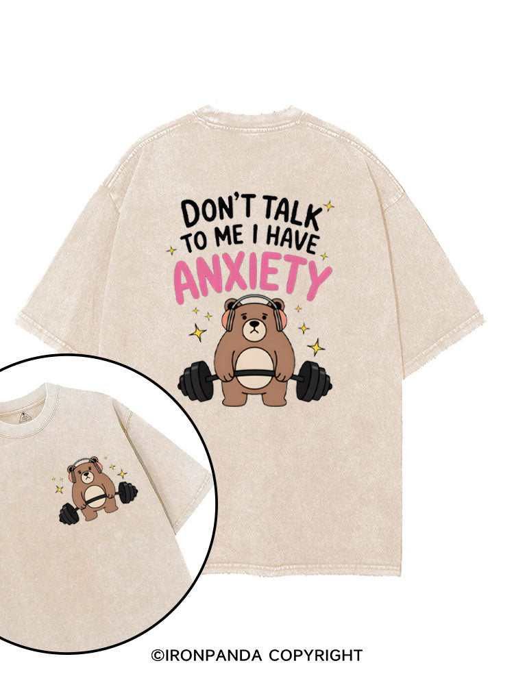 Bear Lifting Weights Anxiety printed Gym Shirt